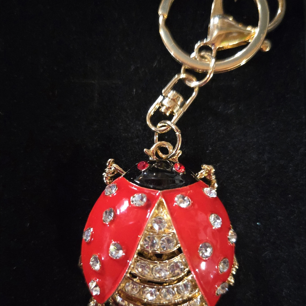 Red Ladybug Bag Charm/Keychain with Crystals NWT